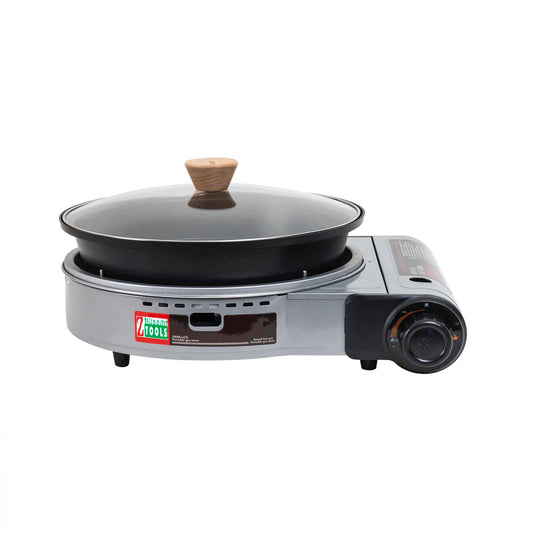 Aragaz camping, cu oala si capac de sticla, putere 2.3kw, aprindere electrica, gri / ZTS 5613