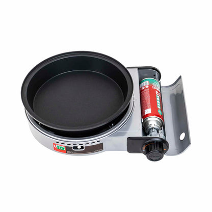 Pachet aragaz camping, cu oala si capac de sticla, putere 2.3kw, aprindere electrica, gri + 3 butelii 410ml / ZTS 5613_1