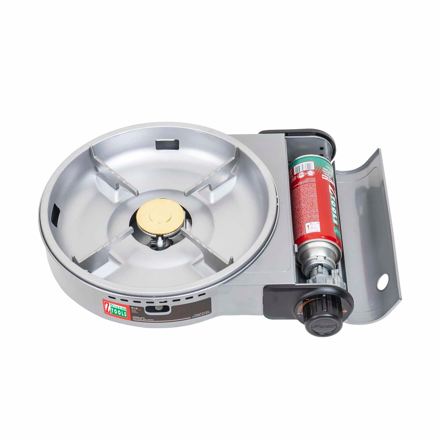 Pachet aragaz camping, cu oala si capac de sticla, putere 2.3kw, aprindere electrica, gri + 3 butelii 410ml / ZTS 5613_1