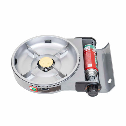 Pachet aragaz camping, cu oala si capac de sticla, putere 2.3kw, aprindere electrica, gri + 3 butelii 410ml / ZTS 5613_1