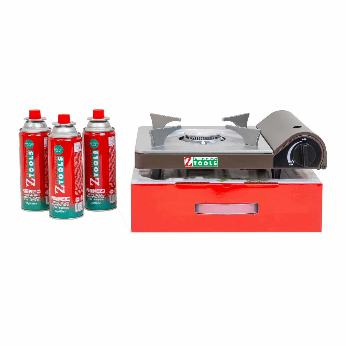 Pachet aragaz camping, putere 3.5kw, aprindere automata + 3 butelii 410ml / ZTS 5614_1