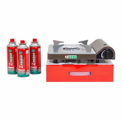 Pachet aragaz camping, putere 3.5kw, aprindere automata + 3 butelii 410ml / ZTS 5614_1