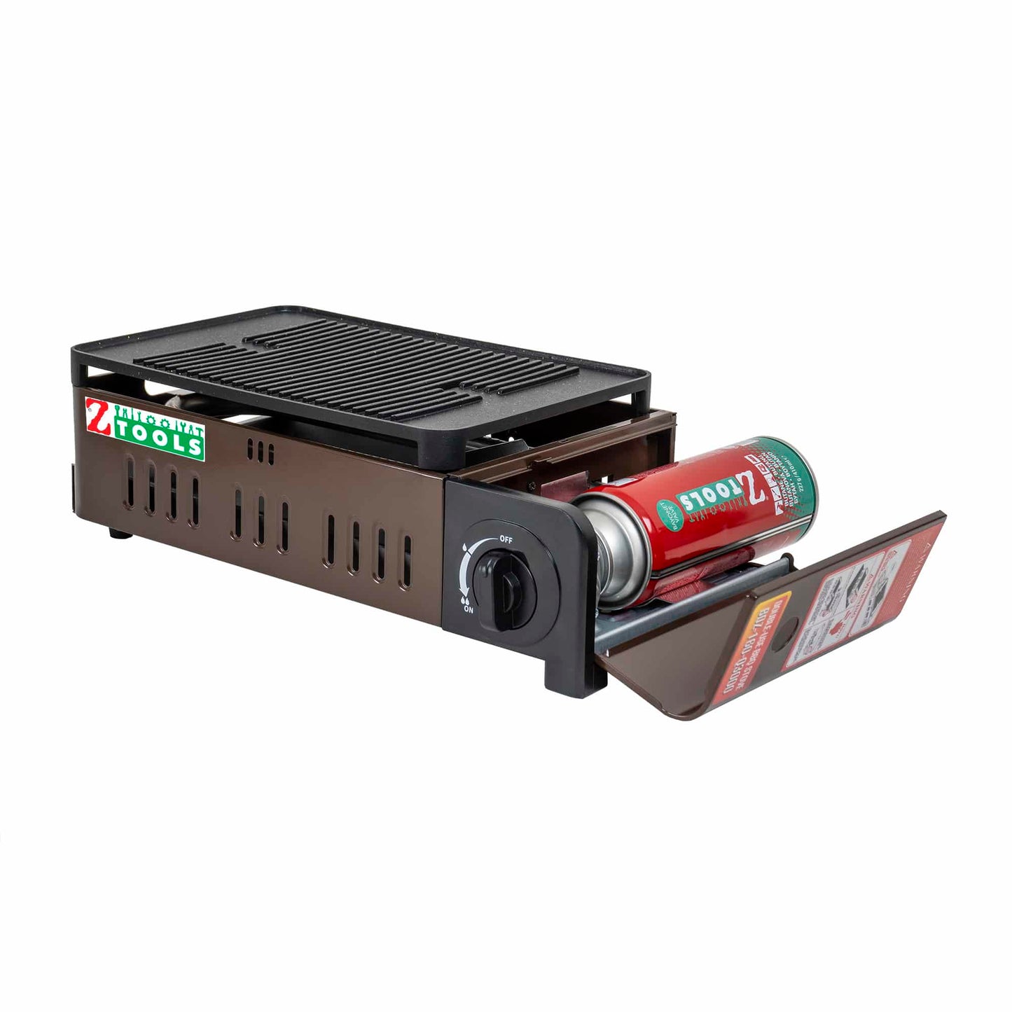 Pachet aragaz camping cu arzator mare, 2.2Kw, cu gril si tava + 3 butelii 410ml / ZTS 5615_1