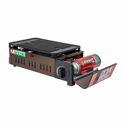 Pachet aragaz camping cu arzator mare, 2.2Kw, cu gril si tava + 3 butelii 410ml / ZTS 5615_1