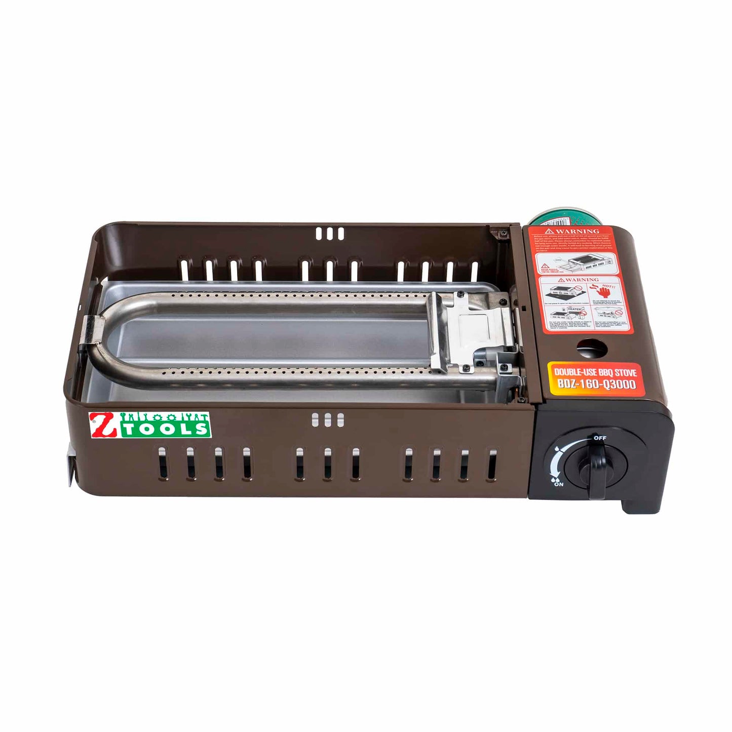 Pachet aragaz camping cu arzator mare, 2.2Kw, cu gril si tava + 3 butelii 410ml / ZTS 5615_1