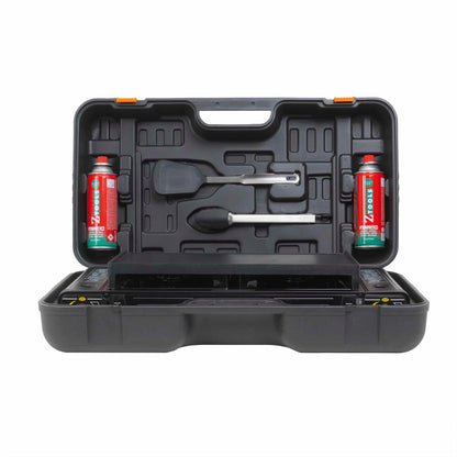 Aragaz camping cu 2 ochiuri, aprindere electrica, putere 2x2.3kw, cu tava gril, spatula, cleste si cutie de transportat / ZTS 5620