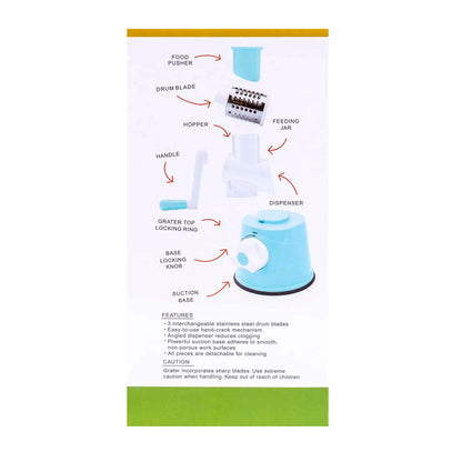 Razatoare manuala cu manivela pentru fructe si legume, 3 lame interschimbabile / ZTS 5673