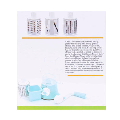 Razatoare manuala cu manivela pentru fructe si legume, 3 lame interschimbabile / ZTS 5673