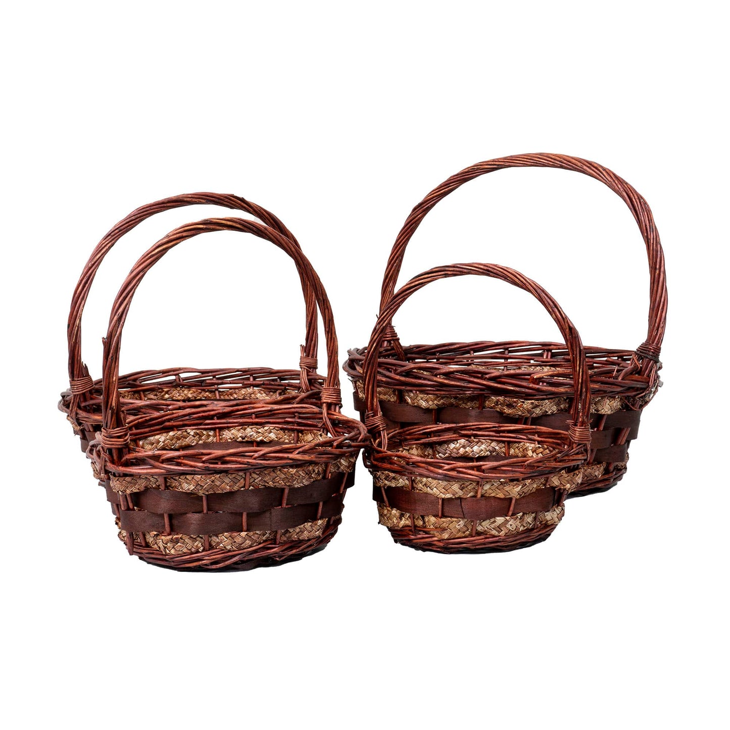 Set 4 cosuri de rachita rotunde, maro lucios / ZTS 8000