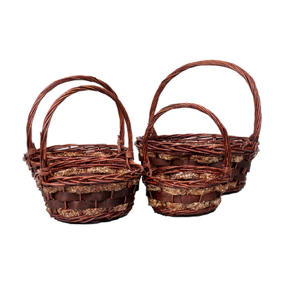 Set 4 cosuri de rachita rotunde, maro lucios / ZTS 8000