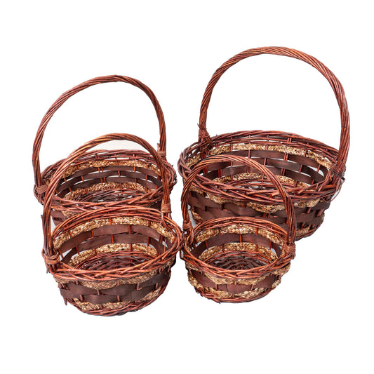 Set 4 cosuri de rachita rotunde, maro lucios / ZTS 8000