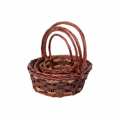 Set 4 cosuri de rachita rotunde, maro lucios / ZTS 8000