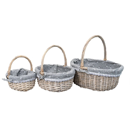 Set 3 cosuri de rachita ovale, gri inchis plus material textil / ZTS 8004