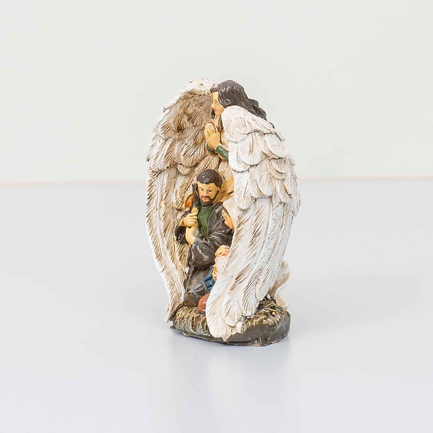 Statueta decorativa din rasina cu Famila Sfanta si ingerul pazitor, inaltime 15cm / ZTS 8026