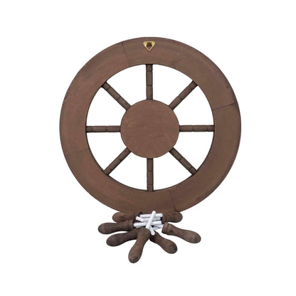 Roata decorativa din MDF, diametru roata 44cm, model carma marinar, maro / ZTS 8038