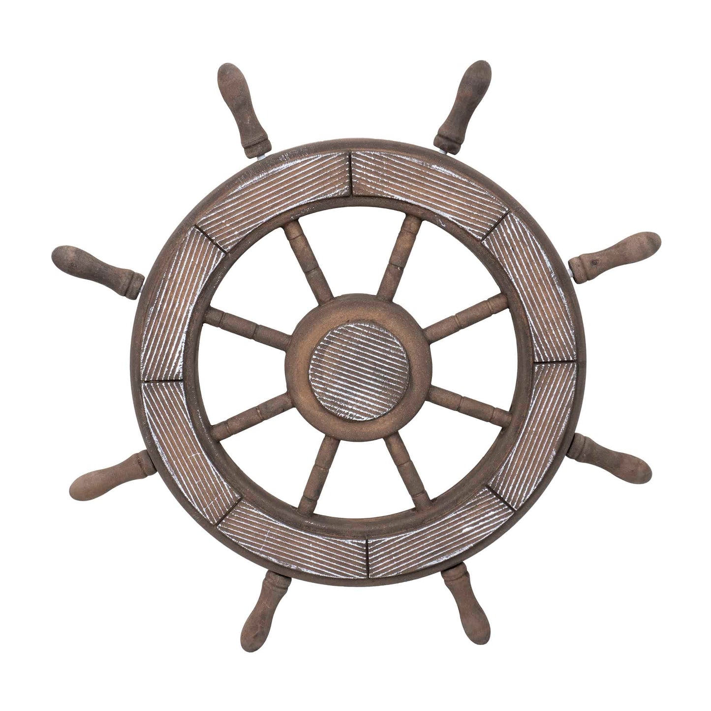 Roata decorativa din MDF, diametru roata 44cm, model carma marinar, maro / ZTS 8038