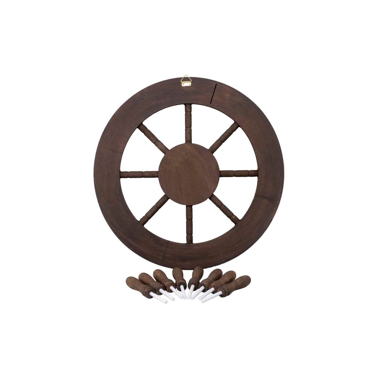 Roata decorativa din MDF, diametru roata 50cm, model carma marinar, maro / ZTS 8039