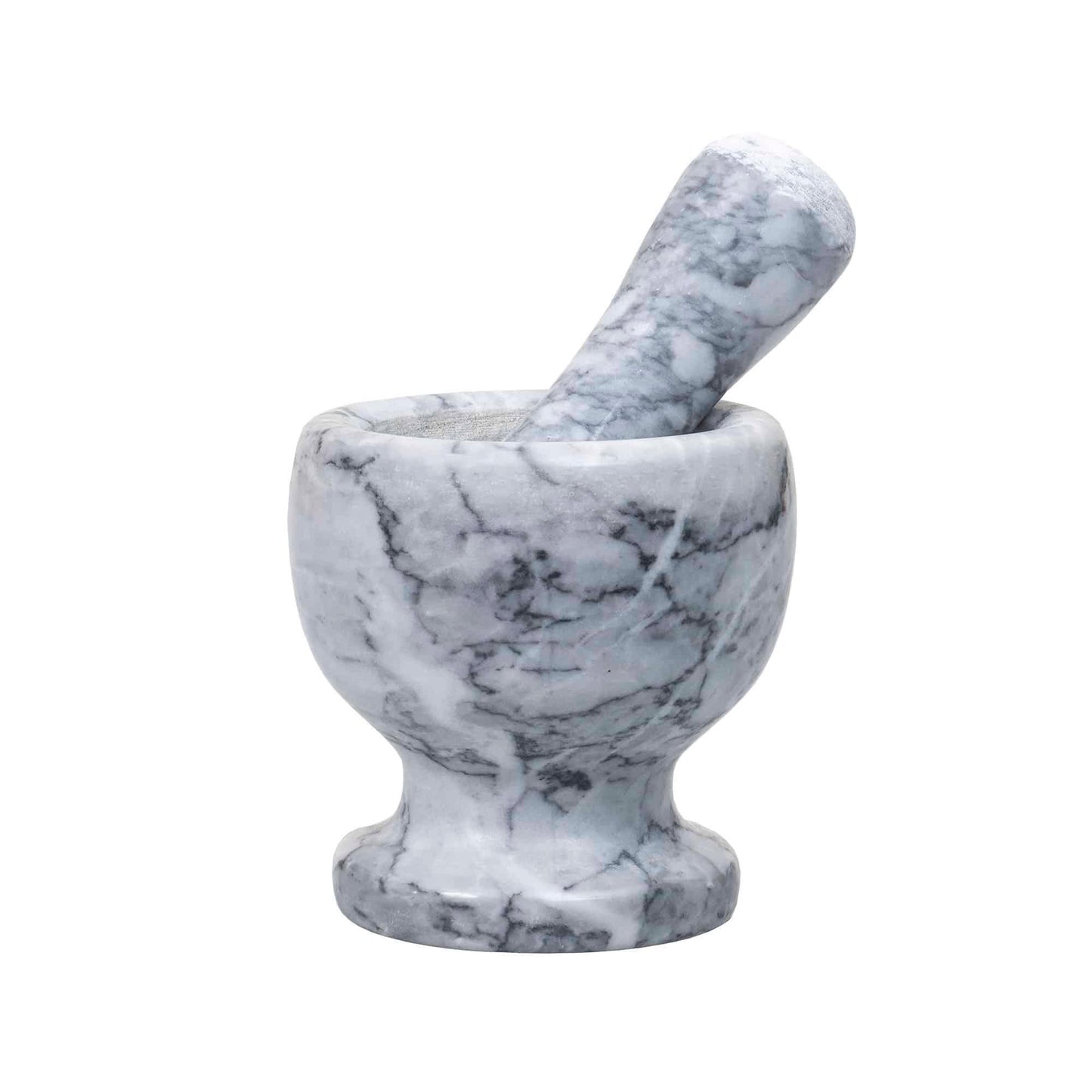 Mojar cu pistil, din marmura, diametru 10cm, inaltime 10.5cm, gri / ZTS 8045 - 221.ro