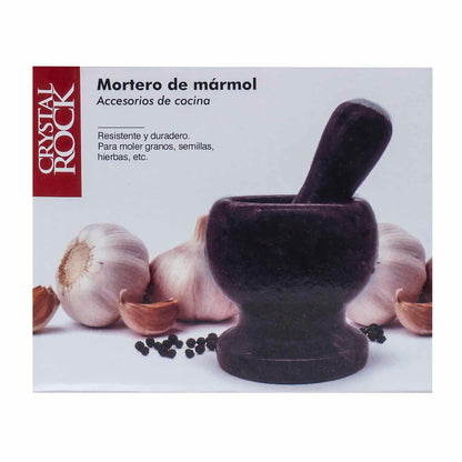 Mojar cu pistil, din marmura, diametru 10cm, inaltime 10.5cm, gri / ZTS 8045 - 221.ro