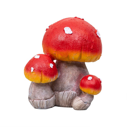 Ciuperca decorativa pentru gradina, din rasina, H 20cm, cu 2 pui / ZTS 8068