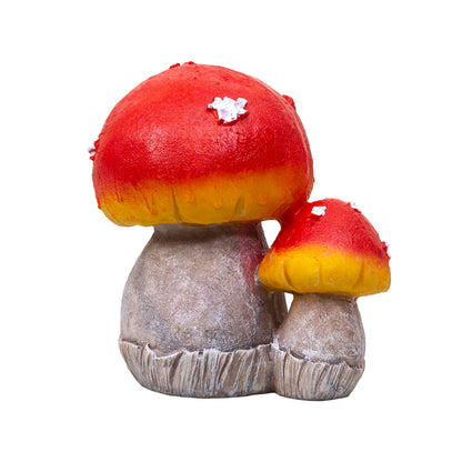 Ciuperca decorativa pentru gradina, din rasina, H 20cm, cu 2 pui / ZTS 8068