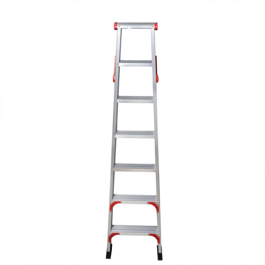 Scara dubla din aluminiu, 2x7 trepte, pliabila, maxim 150kg / ZTS 8191