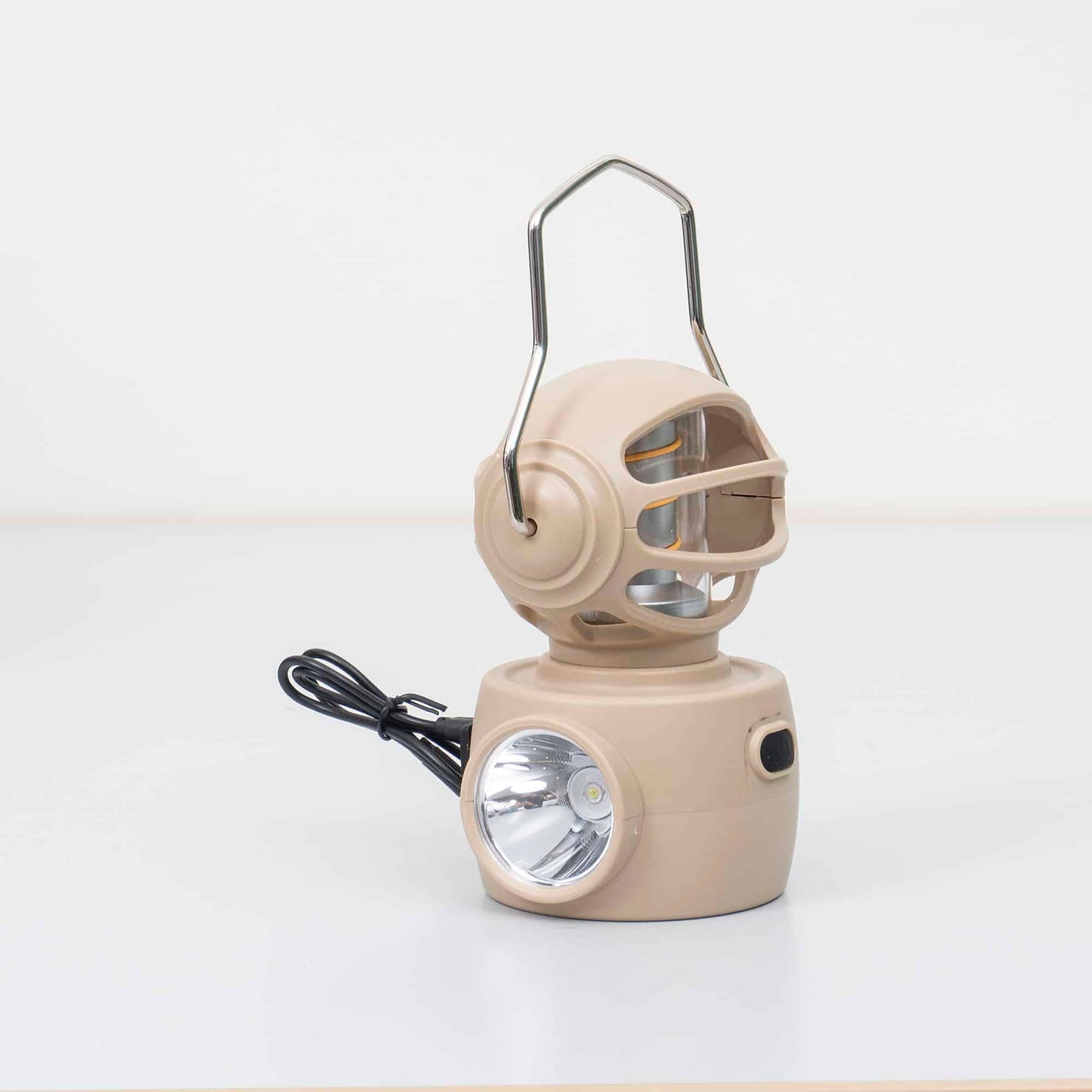 Felinar model robotel, 4 moduri de intensitate a luminii, USB, H14cm, putere 30W, crem / ZTS 8215