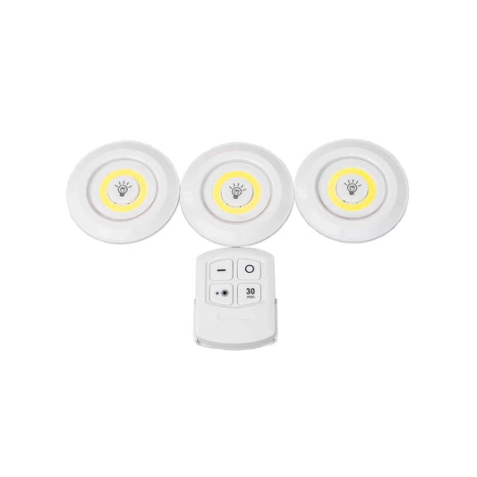 Set 3 lampi cu LED si telecomanda pentru mobila, autoadezive, rotund  Z-TOOLS / ZTS 8221