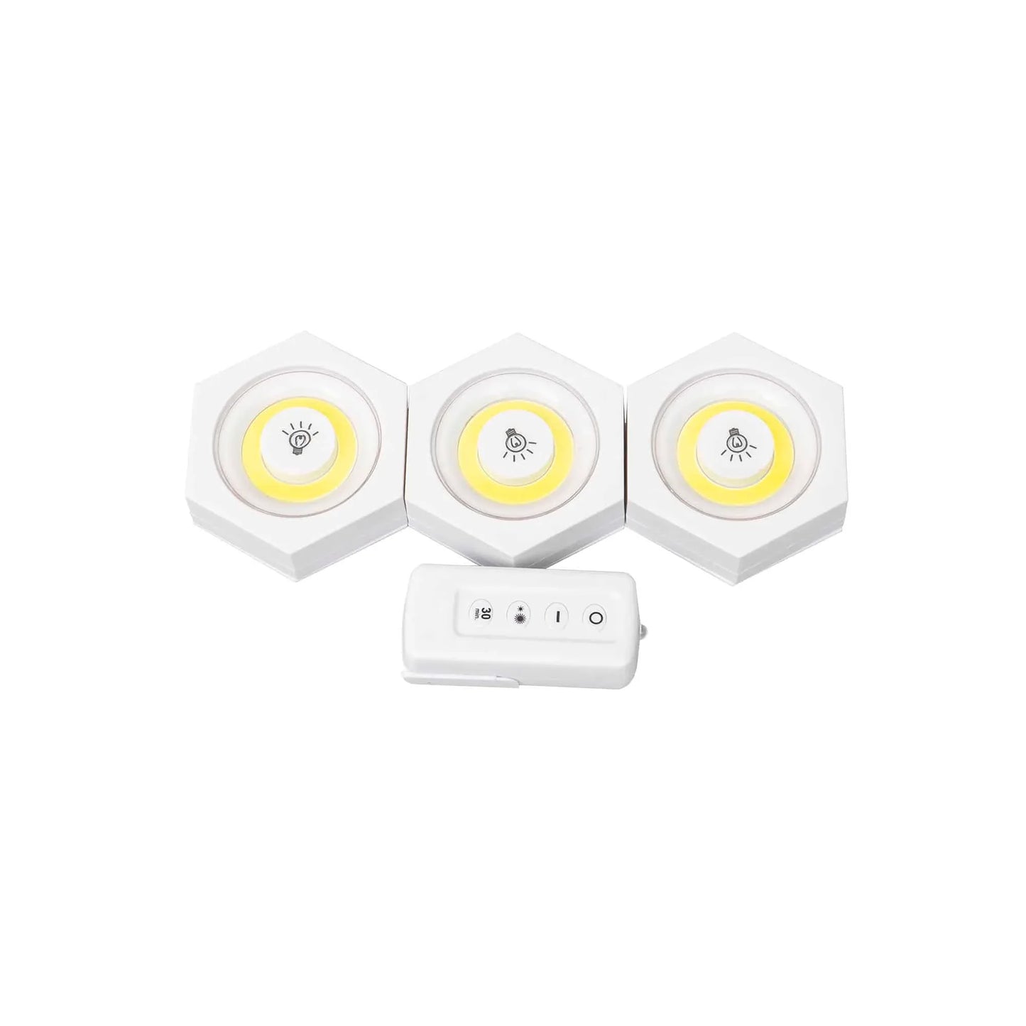 Set 3 lampi cu LED si telecomanda pentru mobila, autoadezive, hexagon  Z-TOOLS / ZTS 8222