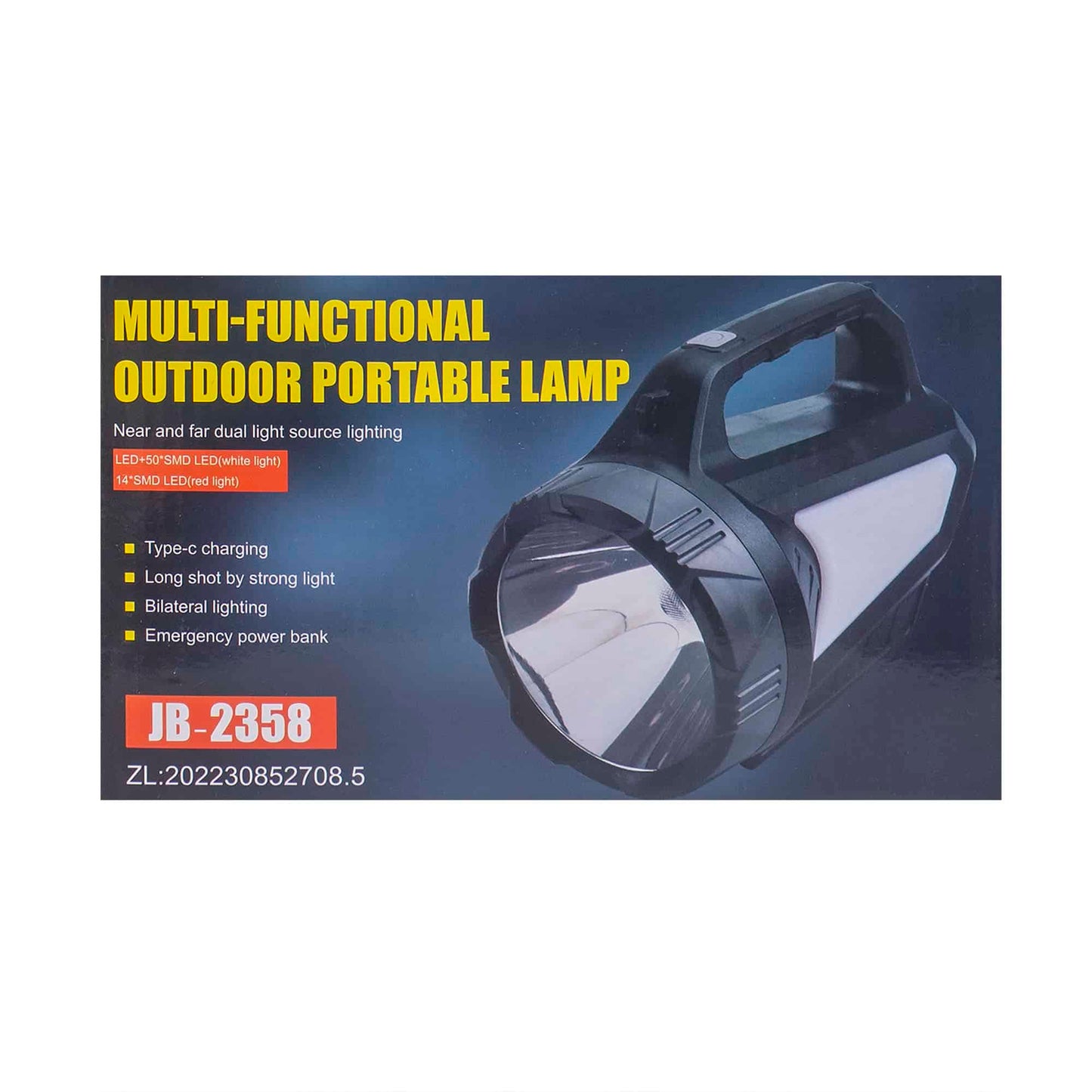 Lanterna led, portabila cu agatatoare, incarcare solara si USB, lungime 19cm / ZTS 8229