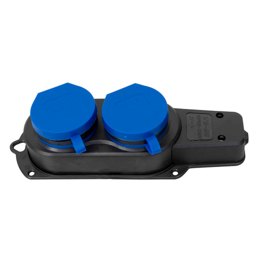 Prelungitor cauciucat pentru exterior, Z-TOOLS cu 2 lacasuri, 16A, IP44, fara cablu / ZTS 8418