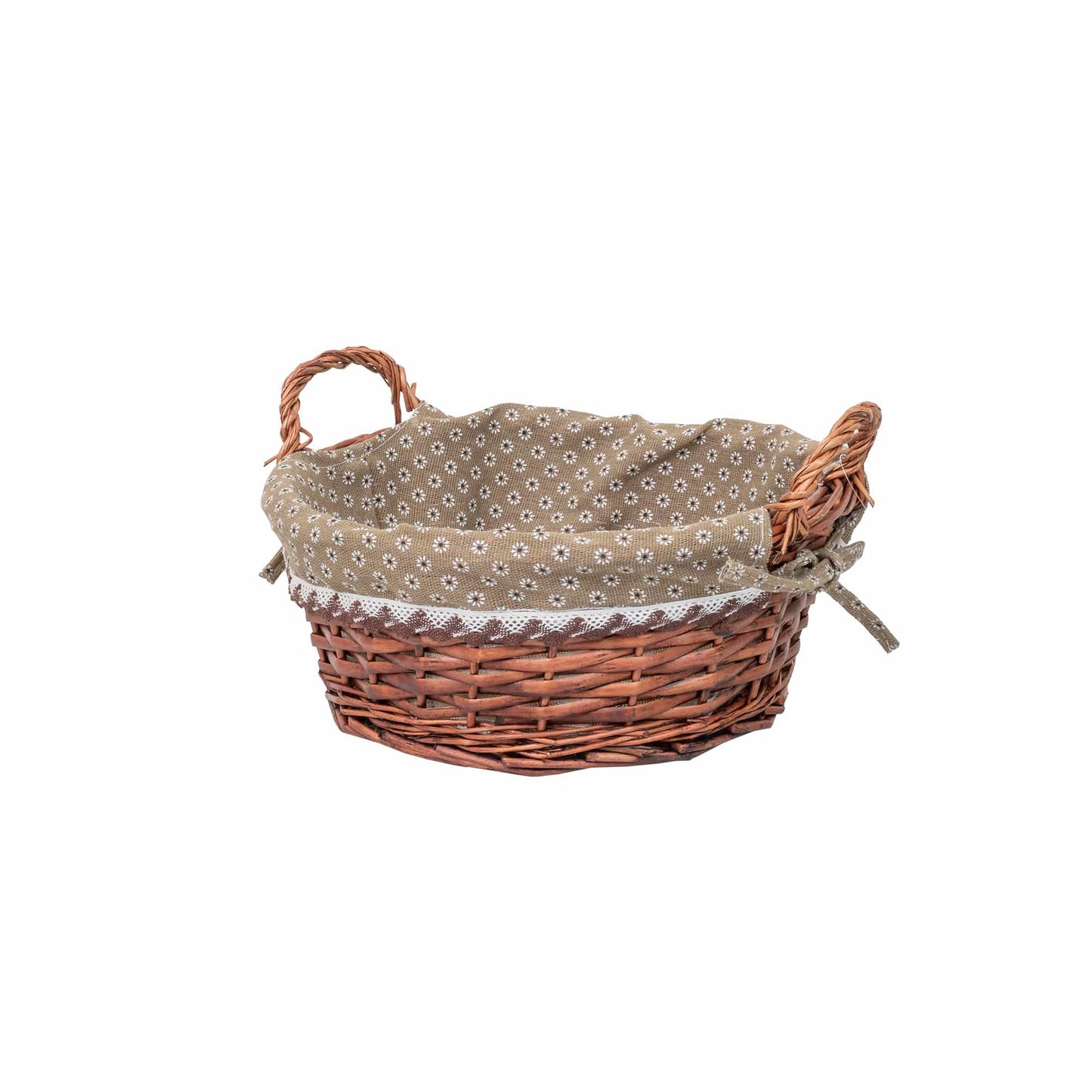 Set 3 cosuri de rachita rotunde, cu manere, maro inchis plus material textil / ZTS 8427