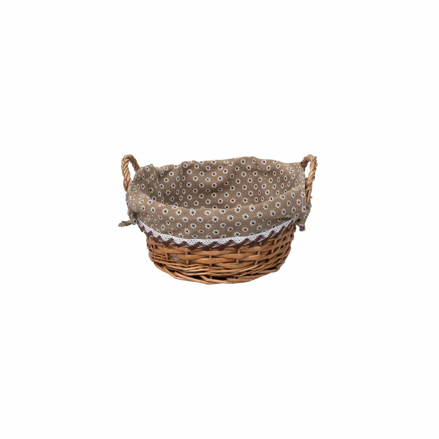 Set 3 cosuri de rachita rotunde, cu manere, maro deschis plus material textil / ZTS 8428