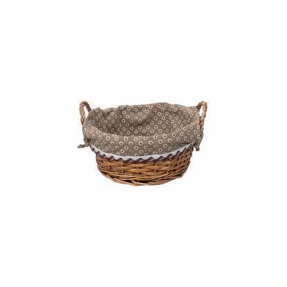 Set 3 cosuri de rachita rotunde, cu manere, maro deschis plus material textil / ZTS 8428