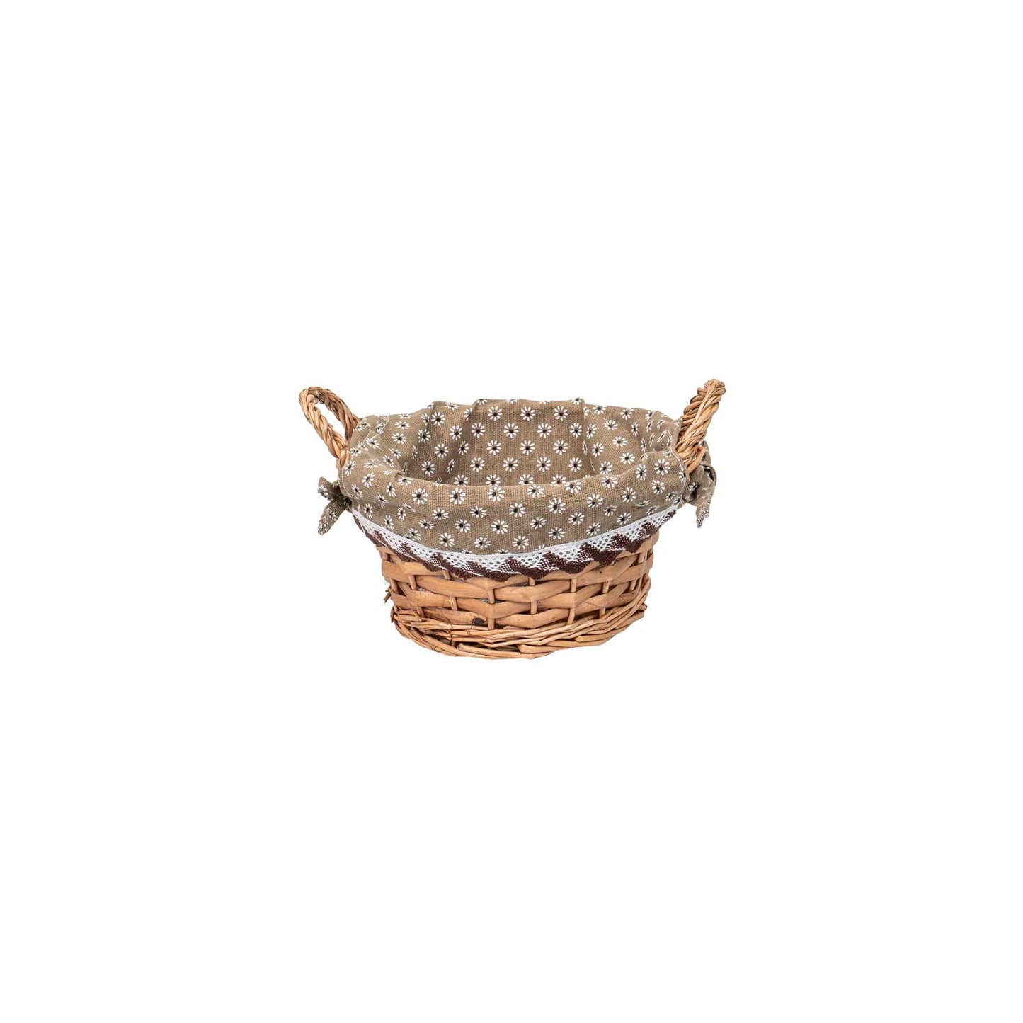 Set 3 cosuri de rachita rotunde, cu manere, maro deschis plus material textil / ZTS 8428