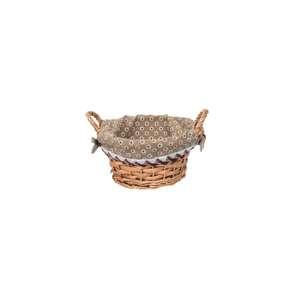 Set 3 cosuri de rachita rotunde, cu manere, maro deschis plus material textil / ZTS 8428