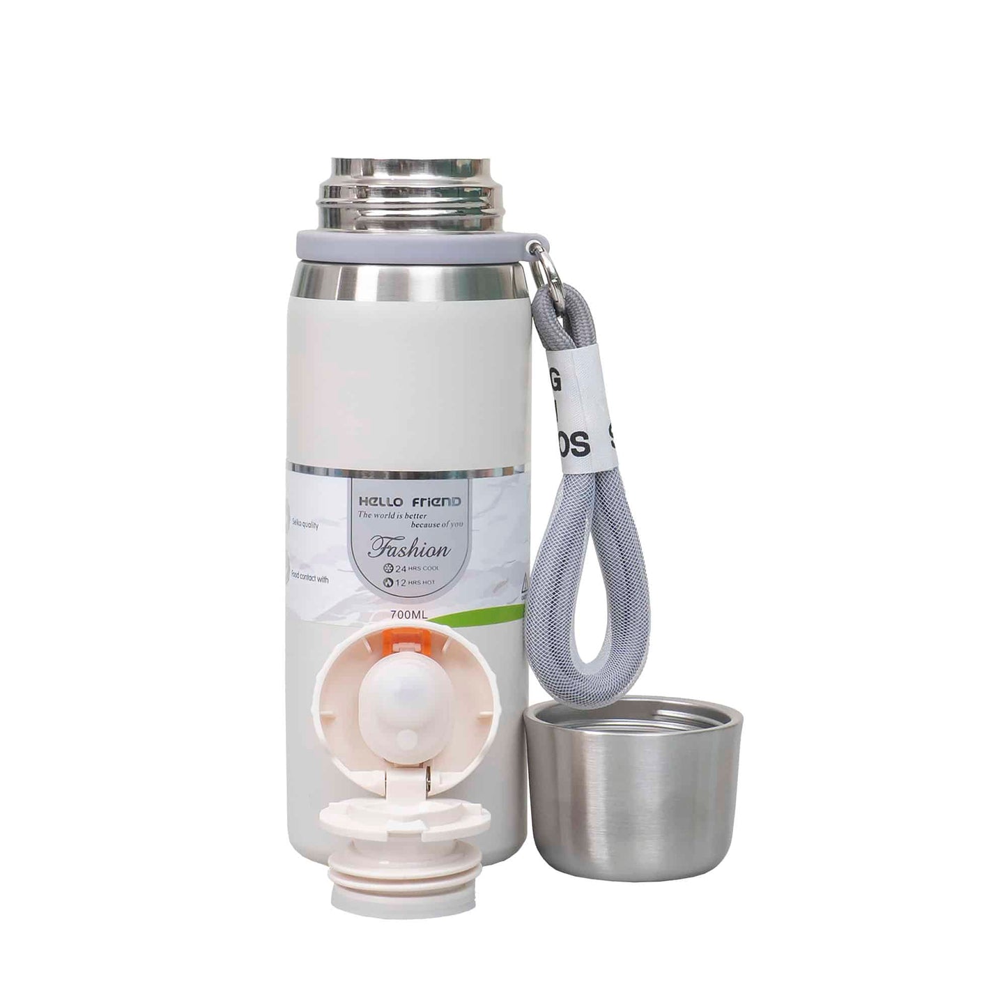 Termos interior inox, capacitate 700ml, cu capac inox, alb / ZTS 8442