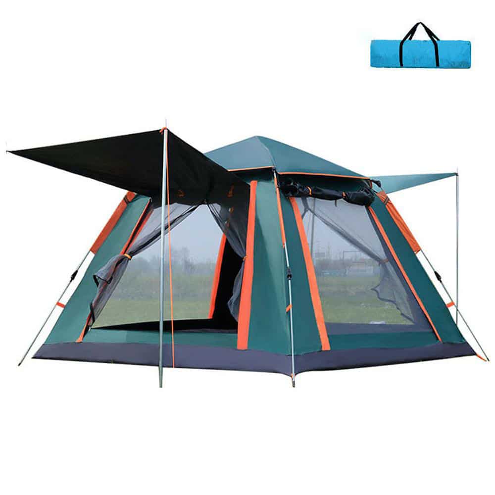 Cort de camping pentru 4 persoane, cu 2 usi, 200x200x150cm, verde inchis Z-TOOLS / ZTS 8464