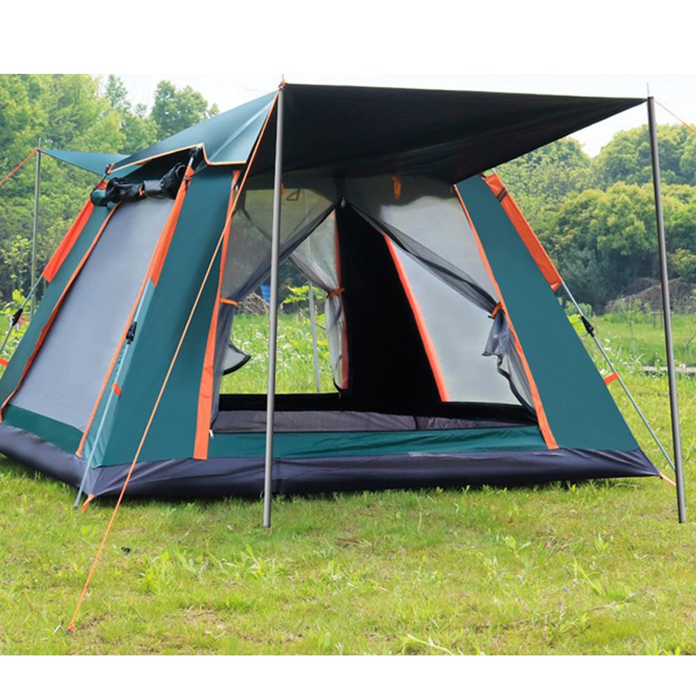 Cort de camping pentru 4 persoane, cu 2 usi, 200x200x150cm, verde inchis Z-TOOLS / ZTS 8464