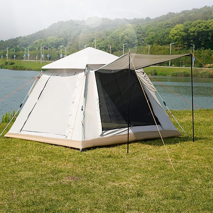 Cort de camping pentru 4 persoane, cu 2 usi, 200x200x150cm, gri Z-TOOLS / ZTS 8466