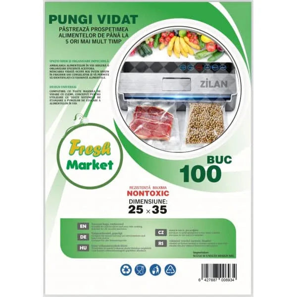 Set 100 pungi de vidat Gofrate, Fresh, 25x35cm Z-TOOLS / ZTS 8478