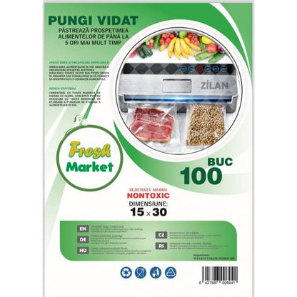 Set 100 pungi de vidat Gofrate, Fresh, 15x30cm Z-TOOLS / ZTS 8479