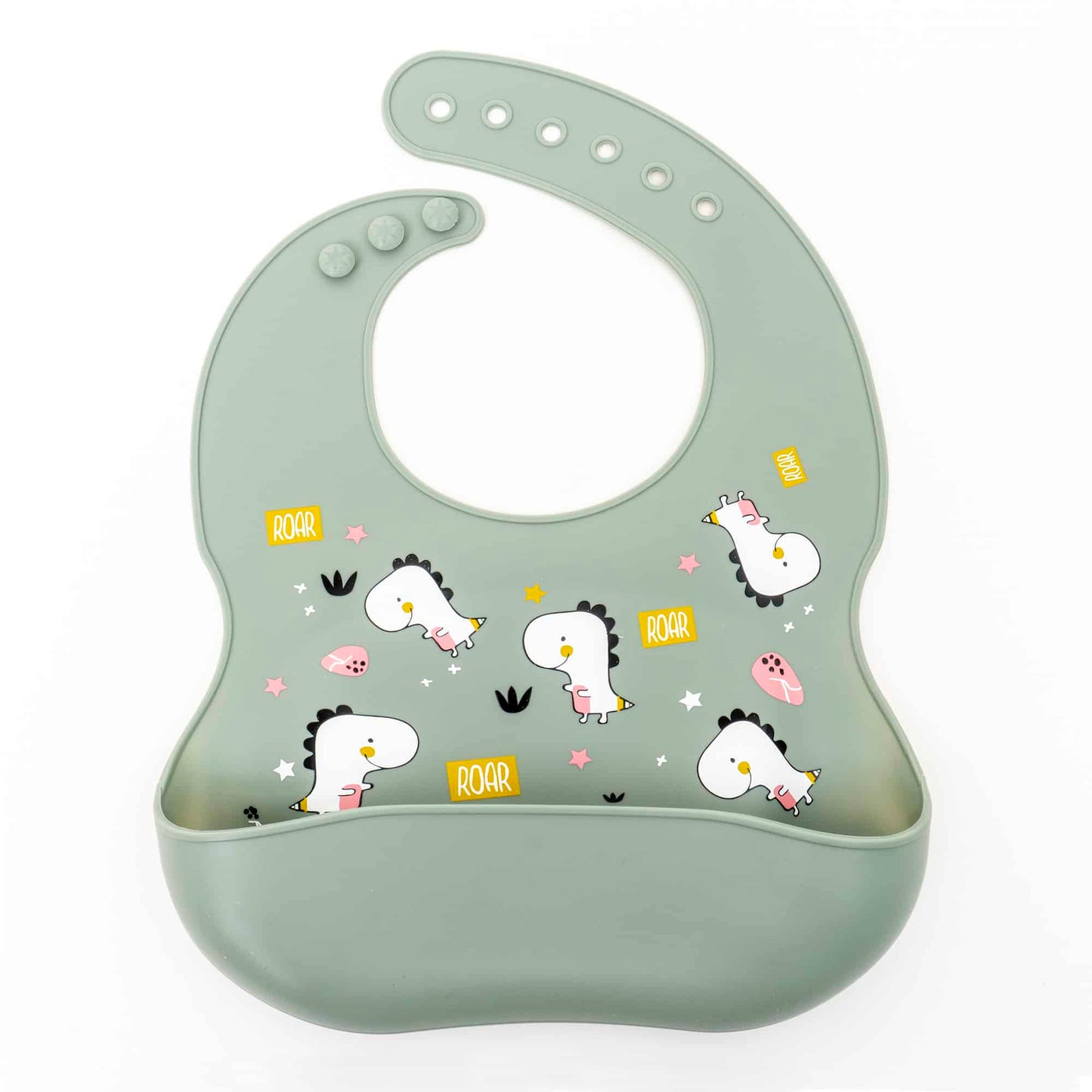 Set 6 piese pentru hranire bebelus, din silicon, model dinozaur, verde Z-TOOLS / ZTS 9094