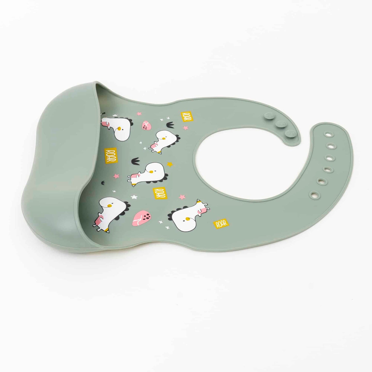 Set 6 piese pentru hranire bebelus, din silicon, model dinozaur, verde Z-TOOLS / ZTS 9094