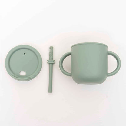 Set 6 piese pentru hranire bebelus, din silicon, model dinozaur, verde Z-TOOLS / ZTS 9094