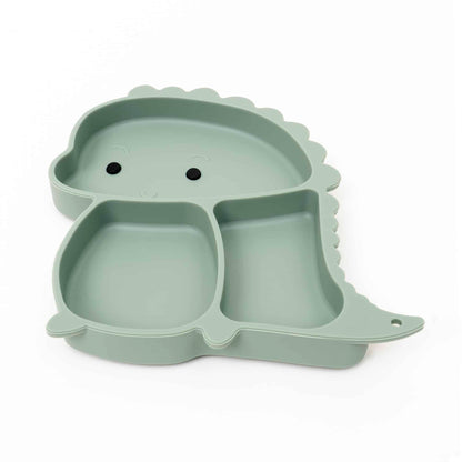 Set 6 piese pentru hranire bebelus, din silicon, model dinozaur, verde Z-TOOLS / ZTS 9094