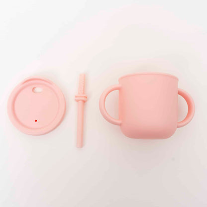 Set 6 piese pentru hranire bebelus, din silicon, model dinozaur, roz Z-TOOLS / ZTS 9095