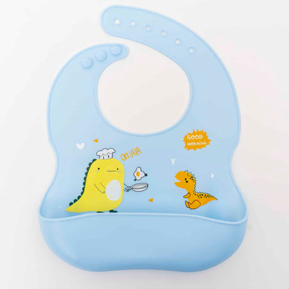 Set 6 piese pentru hranire bebelus, din silicon, model dinozaur, bleu Z-TOOLS / ZTS 9097