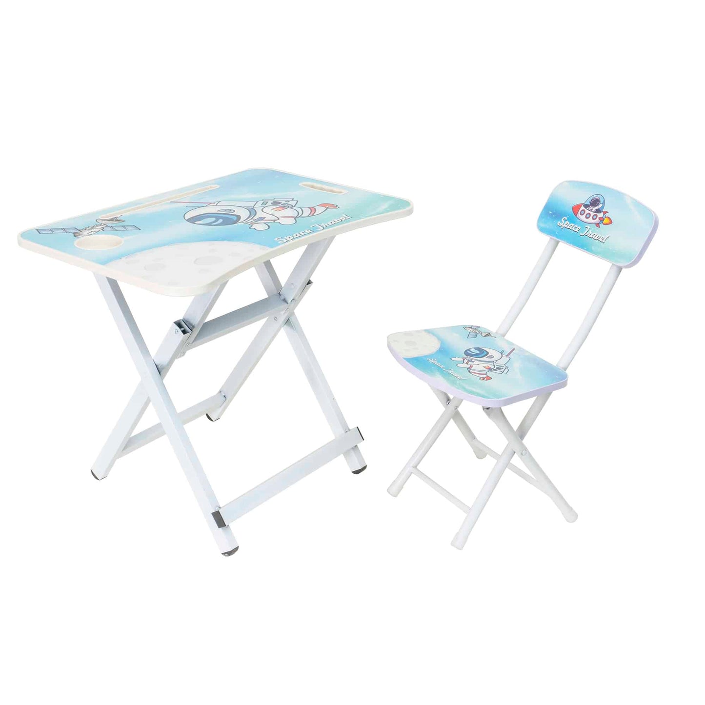 Set birou si scaun pentru copii, pliabile, metal si lemn, albastru Z-TOOLS / ZTS 9190