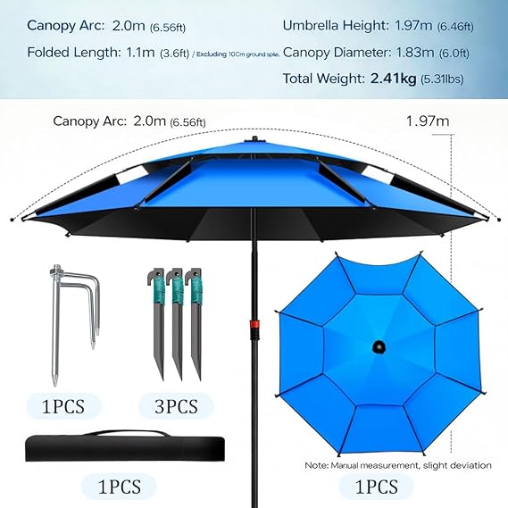 Umbrelă pentru protectie solara, diametru 2.2 m, cu țăruși și husă transport, albastru Z-TOOLS / ZTS2372